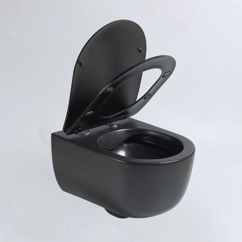 Унитаз подвесной Vincea Evo VT1-34SMB черный с сиденьем микролифт безободковый душевой смыв - фото 5
