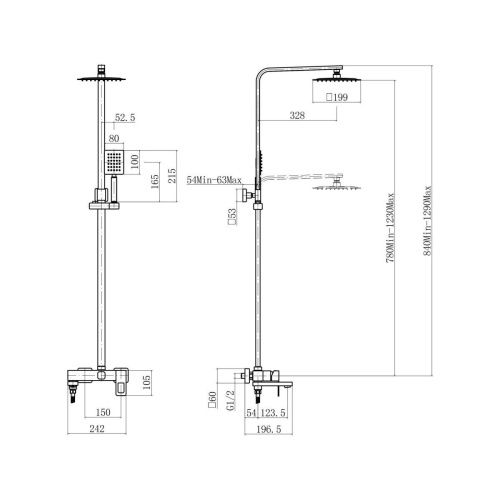 Душевая стойка Fashun A52417C настенная цвет серый - фото 3