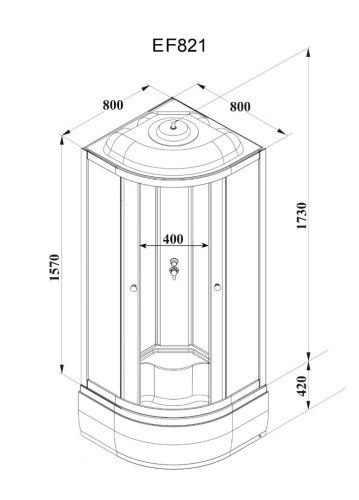 Душевая кабина Parly Effect EF821 80х80 четверть круга с крышей ориентация универсальная - фото 4