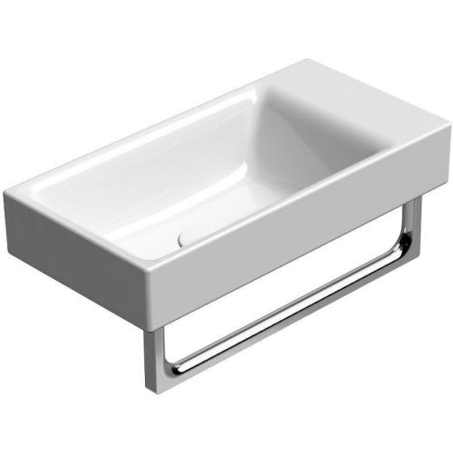 Раковина из сантехнического фаянса GSI Nubes 9637111_УЦ/2 50х30 подвесная цвет белый 1 отверстие под смеситель - фото 2