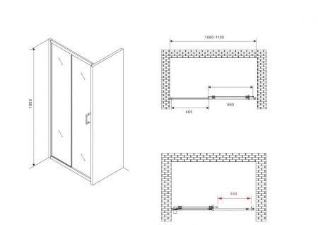 Душевая дверь Abber Schwarzer Diamant AG301105 110х190 стекло прозрачное профиль хром