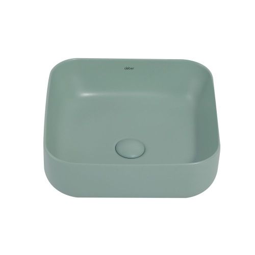 Раковина из сантехнического фаянса Abber RECHTECK AC2211MCG 40х40 накладная цвет зеленый без отверстий под смеситель - фото 2