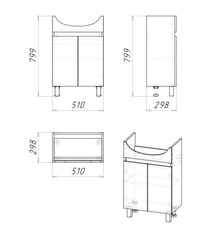 Тумба под раковину Grossman Поло 105501-1 50х30 напольная цвет белый/коричневый - фото 4