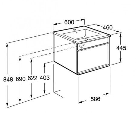 Тумба под раковину Roca Aneto 7857429806 60х50 подвесная цвет белый