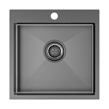 Кухонная мойка Paulmark VELTEN 51 PM905151-GM 50х50 цвет вороненая сталь поверхность брашированная