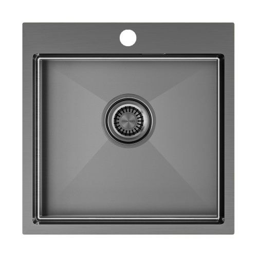 Кухонная мойка Paulmark VELTEN 51 PM905151-GM 50х50 цвет вороненая сталь поверхность брашированная