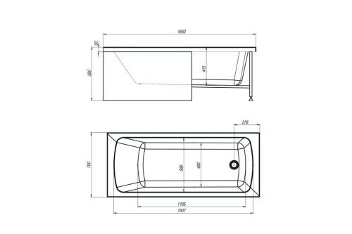 Ванна акриловая Royal Bath Vienna RB953504 165х70 пристенная прямоугольная - фото 4
