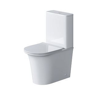 Унитаз напольный с бачком Grossman Galaxy GR-4469S белый с сиденьем безободковый каскадный смыв