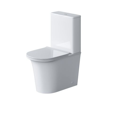 Унитаз напольный с бачком Grossman Galaxy GR-4469S белый с сиденьем безободковый каскадный смыв