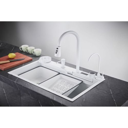 Кухонная мойка Savol S-SC002W 75х45 цвет белый поверхность матовая - фото 4