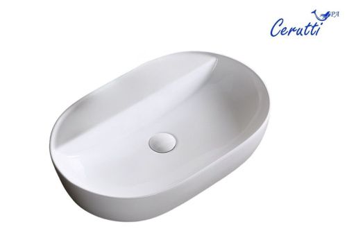 Раковина из сантехнического фарфора Cerutti SPA CR0074 60х40 накладная цвет белый 1 отверстие под смеситель - фото 4