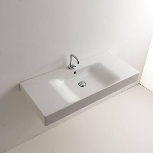 Раковина из сантехнического фарфора Kerasan Cento 355001*1 100х50 накладная цвет белый 1 отверстие под смеситель