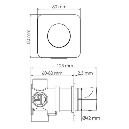 Переключатель на 3 выхода Wasserkraft Spree 1400 A273 встраиваемый в стену никель - фото 4