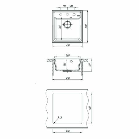 Кухонная мойка LeMark Hanka 450 9910009 45х50 цвет серый поверхность матовая