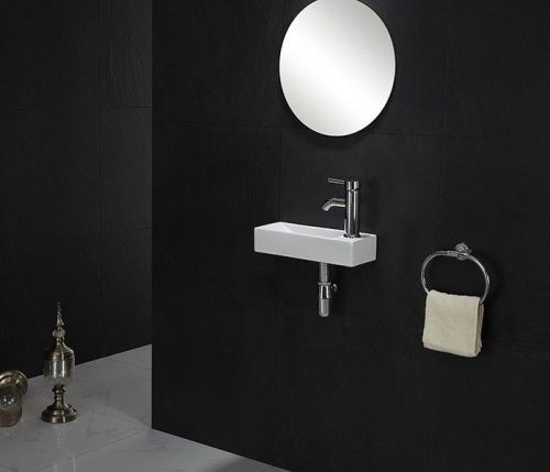 Раковина из сантехнического фаянса CeramaLux 9048FL 40х10 подвесная цвет белый 1 отверстие под смеситель - фото 3