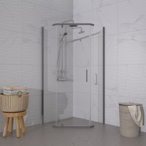 Душевой уголок Тритон Дека-Графит Щ0000073929 90х90 стекло прозрачное профиль хром без поддона - фото 4