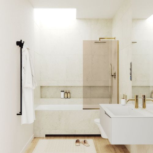 Душевая шторка на ванну Maybah Glass MGV-71-3у 90х140 стекло тонированное профиль золото ориентация универсальная - фото 2