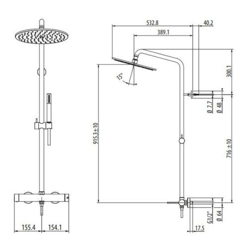 Душевая стойка Gattoni CIRCLE TWO 9195/PDBO настенная цвет белый - фото 2