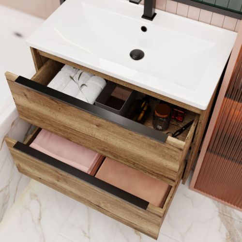 Тумба с раковиной La Fenice TESORO NFNC-01-TES-DKK-100-2-3-100 100х50 подвесная цвет коричневый - фото 4