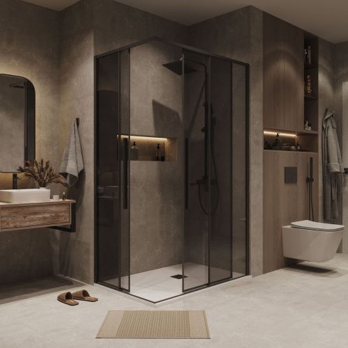 Душевой уголок Grossman Galaxy 300.K33.01.1190.21.10 110х90 стекло прозрачное профиль черный без поддона - фото 4