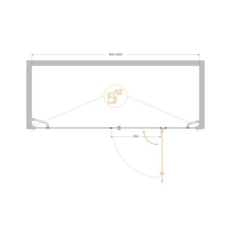 Душевая дверь Cezares VERONA VERONA-W-B-13-90+60/40-C-Cr 185х195 стекло прозрачное профиль хром
