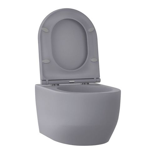 Унитаз подвесной Wellsee Croquis 182614001 серый с сиденьем микролифт безободковый смыв торнадо - фото 2