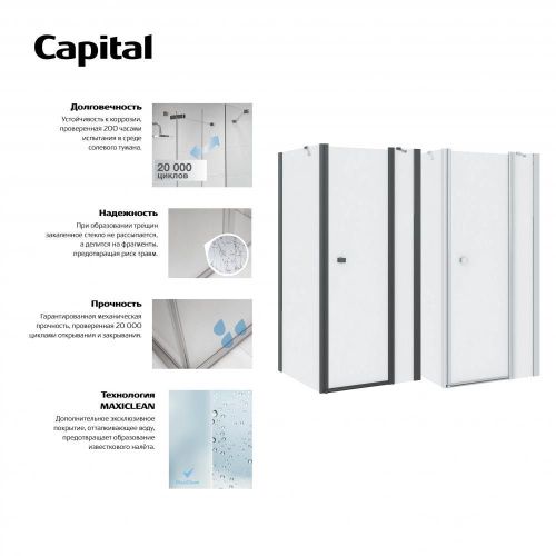 Душевая дверь Roca CAPITAL 7.M461.0.016.M 100х195 стекло прозрачное профиль черный - фото 5