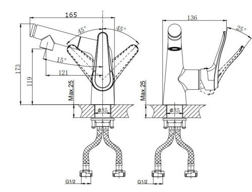 Смеситель Rush Jawa JA0735-12 на раковину хром - фото 2