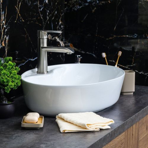 Раковина из сантехнического фарфора Melana 320301-805 60х40 накладная цвет белый 1 отверстие под смеситель - фото 5