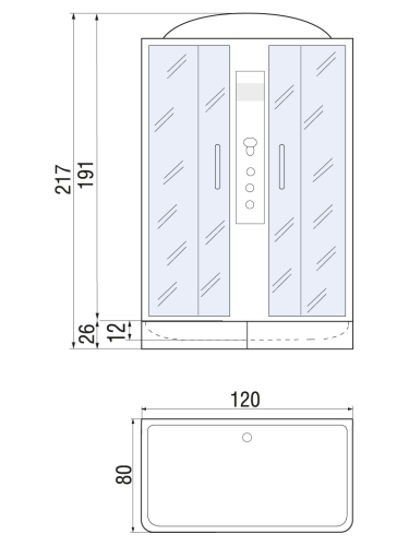 Душевая кабина River SENA 10000001451 120х80 прямоугольная с крышей ориентация универсальная - фото 2