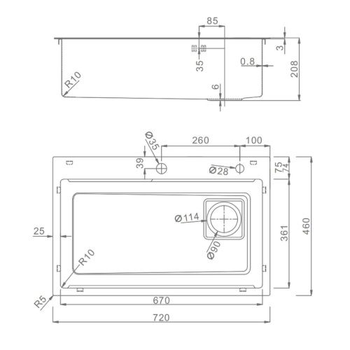 Кухонная мойка Raglo R702 R702.7246.05 70х45 цвет серый поверхность матовая - фото 3