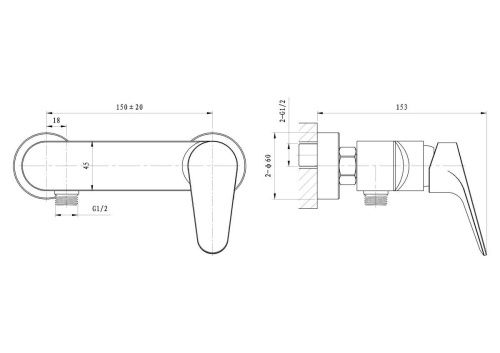 Смеситель для душа Wonzon & Woghand Balance WW-054101-CR настенный хром - фото 2