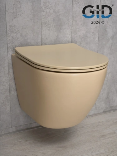 Унитаз подвесной Gid Convexo 62210Y бежевый с сиденьем микролифт безободковый смыв торнадо - фото 2