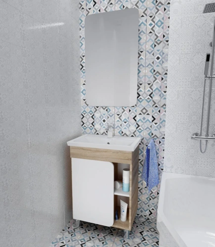 Тумба под раковину 1MarKa Nuvo У76062 60х40 цвет белый/коричневый - фото 2