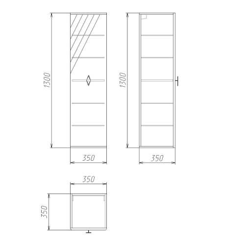 Шкаф-пенал Grossman Вива 303511 40х130 подвесной цвет белый - фото 4