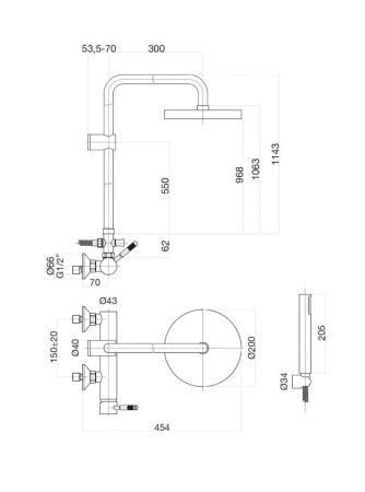 Душевая стойка Fiore 44NN5168 настенная цвет черный