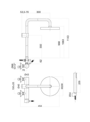 Душевая стойка Fiore 44NN5168 настенная цвет черный - фото 3