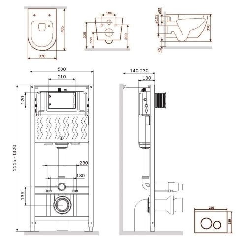 Комплект унитаз с инсталляцией с клавишей смыва Am.Pm Like IS49038.801900 - фото 3