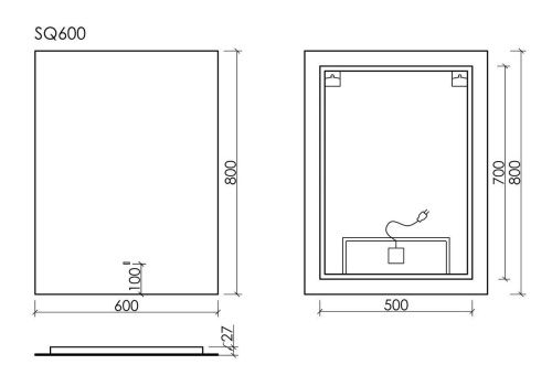 Зеркало с подсветкой Sancos SQUARE SQ600 60х80 подвесное - фото 5