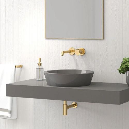 Смеситель для раковины Teska ARTE E5507 встраиваемый в стену золото - фото 3