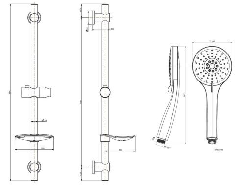 Душевой гарнитур Kerama Marazzi  P4YO121KM настенный черный - фото 2