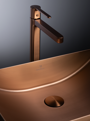 Раковина из нержавеющей стали AltroBagno Futuro AltroBagnoFuturo001015RaSp 50х30 накладная цвет медь - фото 4