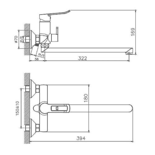 Смеситель для ванны и душа Haiba HB556 HB22556 настенный хром - фото 3