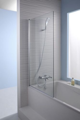 Душевая шторка на ванну Jacob Delafon Struktura E6D042-GA 80х140 стекло прозрачное профиль хром ориентация универсальная - фото 3