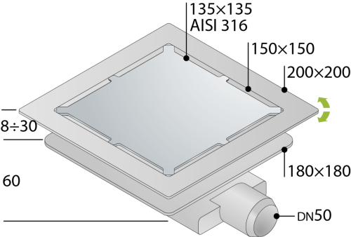 Душевой трап OMP Tea Tirana 2665.698.8 - фото 3