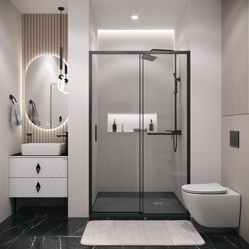 Душевая дверь Grossman Style 100.K33.05.130.21.00 130х195 стекло прозрачное профиль черный - фото 3