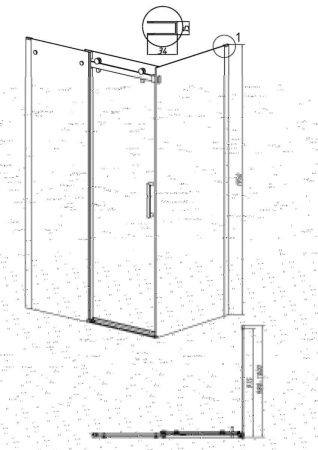 Боковая стенка Grossman Classic 200.K33.04.100.32.00 100х195 стекло прозрачное профиль золото