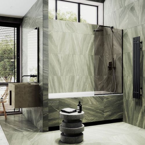 Душевая шторка на ванну Maybah Glass MGV-151-6у 75х140 стекло тонированное профиль черный ориентация универсальная - фото 3