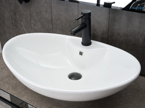 Раковина керамическая Gid Lago 51205 70х40 накладная цвет белый 1 отверстие под смеситель - фото 2