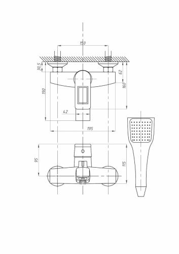 Смеситель для ванны и душа FAUZT FZs-W61 настенный белый - фото 4